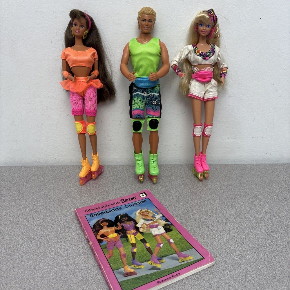 1991 Rollerblade Barbie #2214, Ken #2215 & Teresa #2217 Dolls Set Mattel Vintage